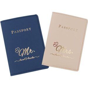 New Mr and mrs passport covers and luggage tags gift setSlim Waterproof Passport